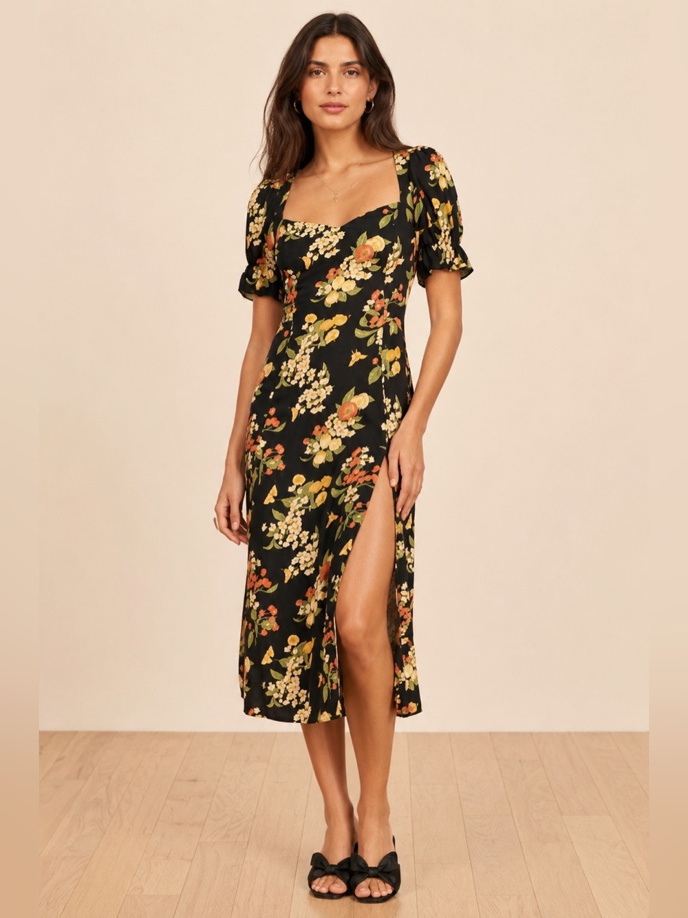 NEW • Reformation • Women’s Dulcie Midi Dress Fruit Floral Print 4